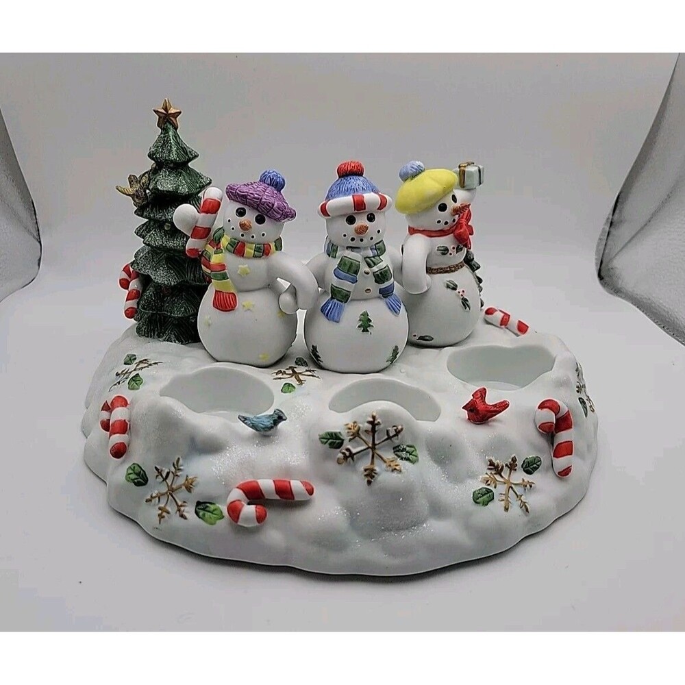 Partylite Snowbell Tealight/Pillar Candle Holder P7650 Christmas Snowman Retired